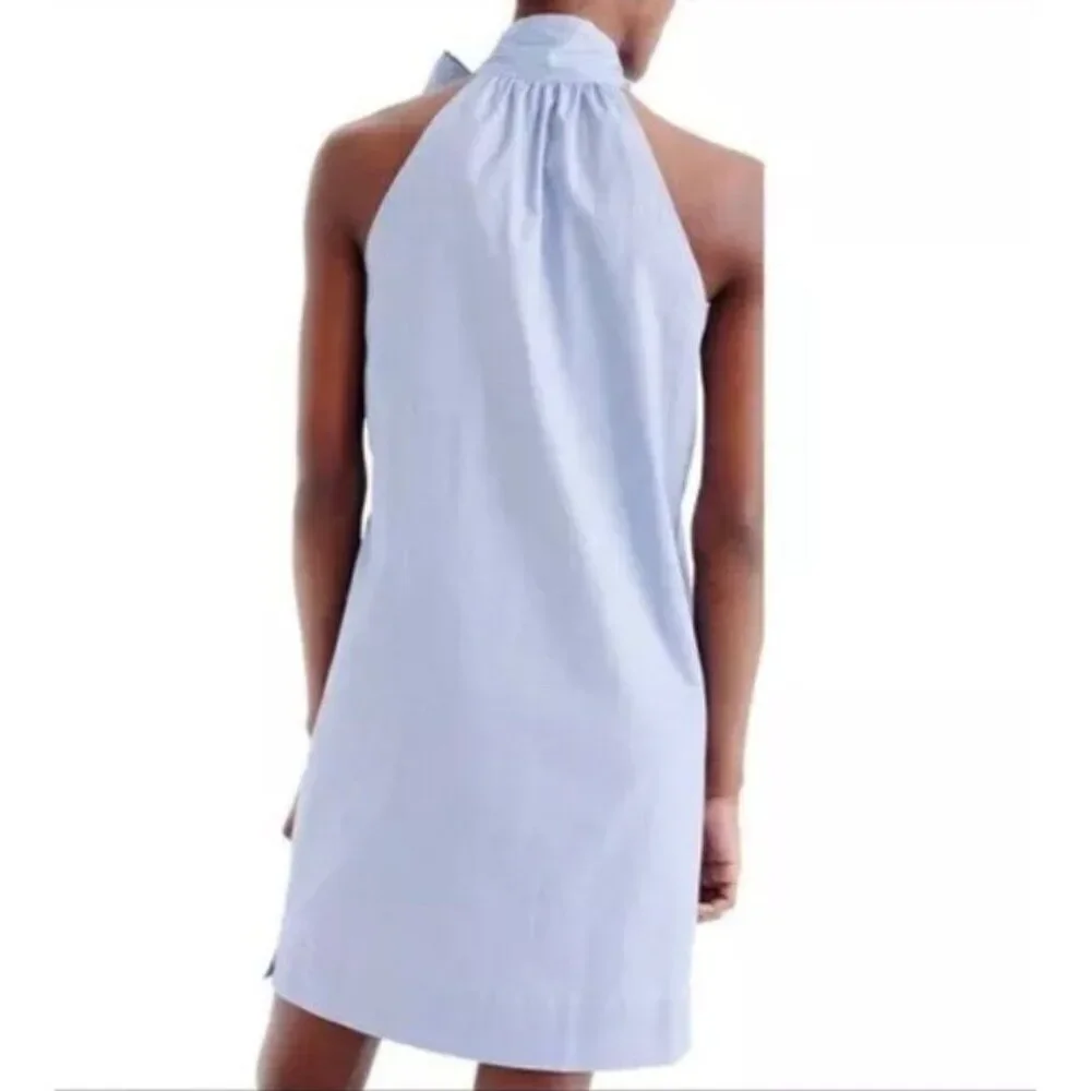 J.Crew Women Necktie Blue Oxford Cotton Dress Size 12T